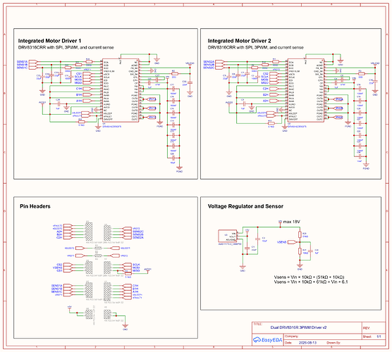 Dual DRV8316R 3PWM Driver schematic